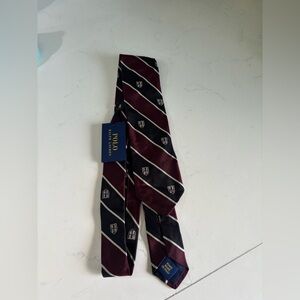 Ralph Lauren Burgundy and Black Diagonal Striped Tie